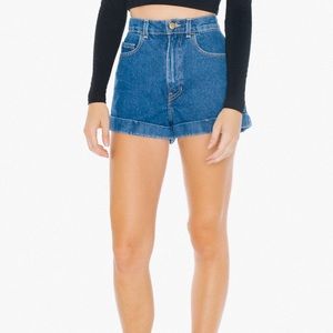 American Apparel Dark Wash High Waist Denim Short